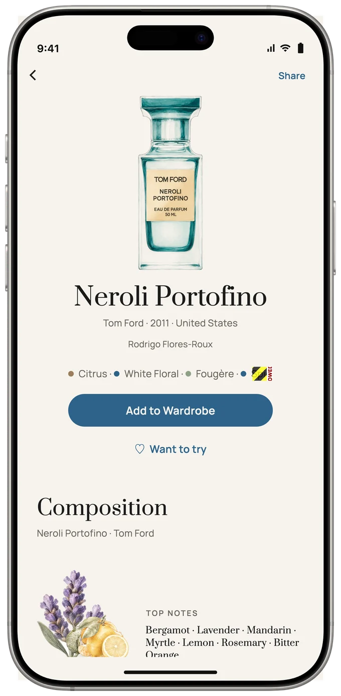 Fragrance page for Neroli Portofino